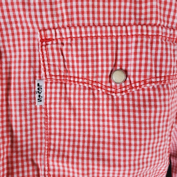 Levi's 100% Cotton Red White Gingham Checked Longsleeved Shirt / Gender Neutral - Picture 2 of 9